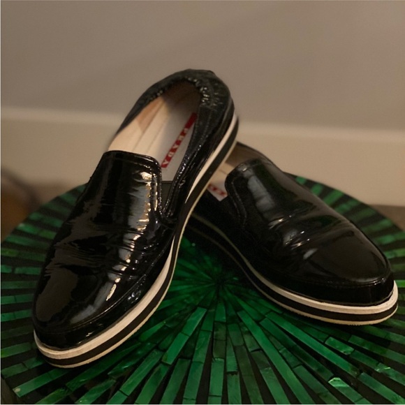 Prada Shoes - Prada Scarpe Black Patent Leather Women's Slip-On Loafers
